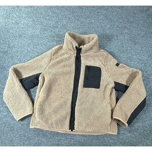 Calvin Klein Jacket Women's Large Performance Fleece Brown Solid Full Zip Pocket